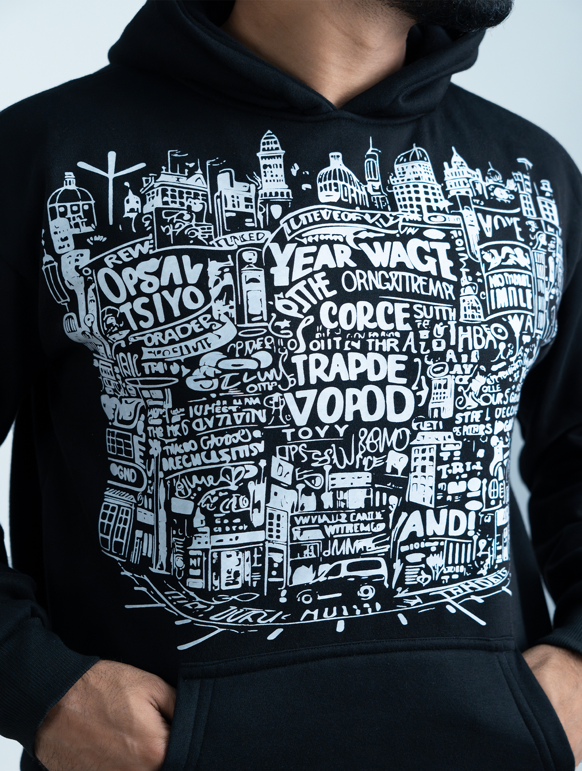 Black London Art relaxed Hoodie