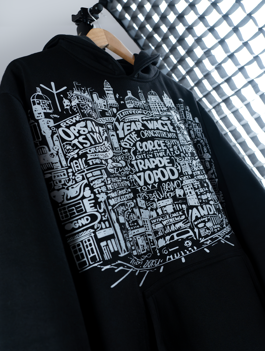 Black London Art relaxed Hoodie