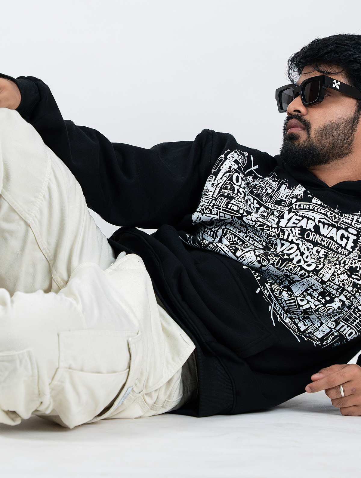 Black London Art relaxed Hoodie