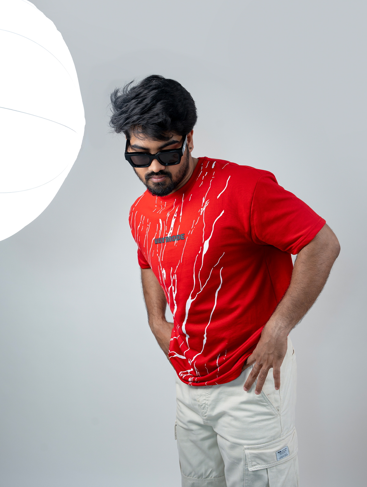 Red Oversized Tshirt - white scattered