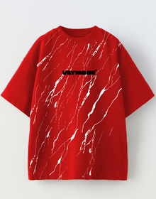 Red Oversized Tshirt - white scattered
